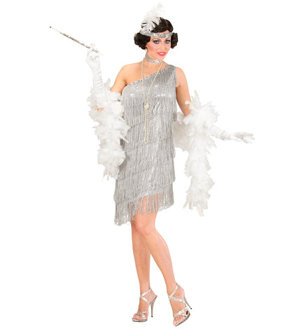 Widmann SRL Zilveren Charleston jurkje voor party's
