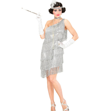 Widmann SRL Zilveren Charleston jurkje voor party's