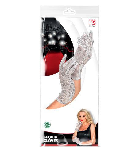 Widmann SRL Zilveren glitter handschoenen met pailletten