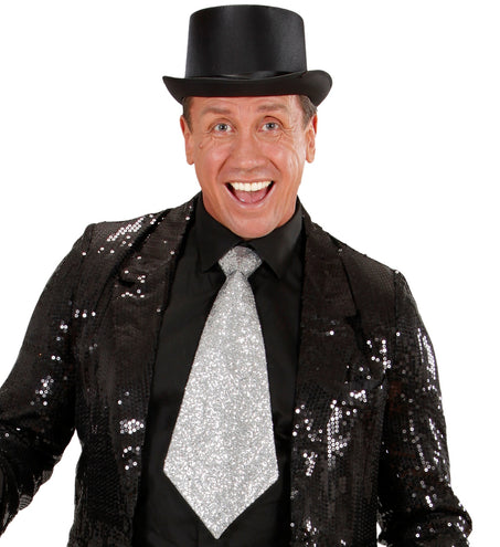 Widmann SRL Zilveren glitter stropdas