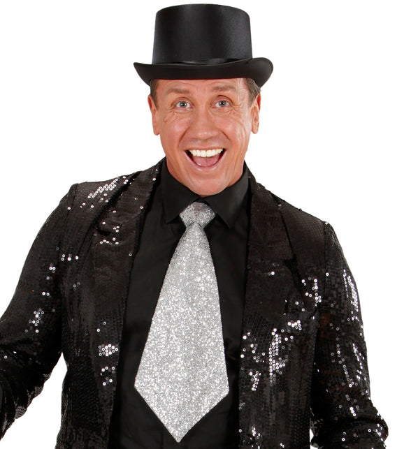 Widmann SRL Zilveren glitter stropdas