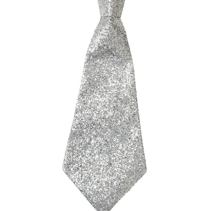 Widmann SRL Zilveren glitter stropdas