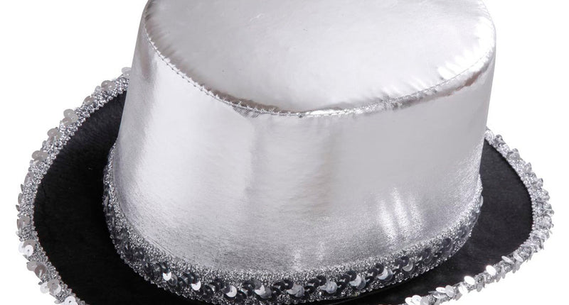 Widmann SRL Zilveren hoge hoed met pailletten beslag