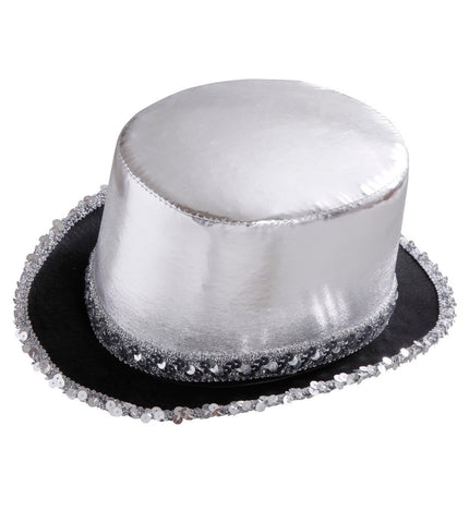 Widmann SRL Zilveren hoge hoed met pailletten beslag