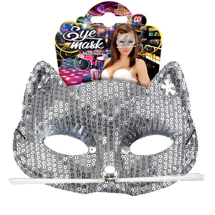 Widmann SRL Zilveren kater oogmaskers