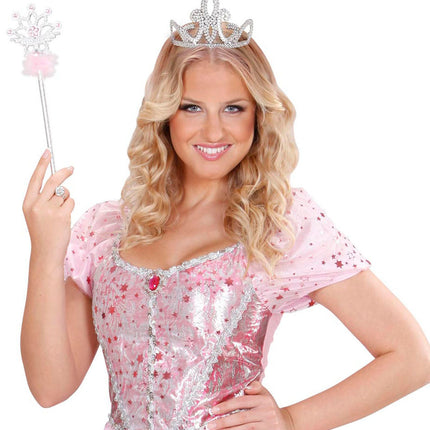 Widmann SRL Zilveren kroontje met glitters Tiara