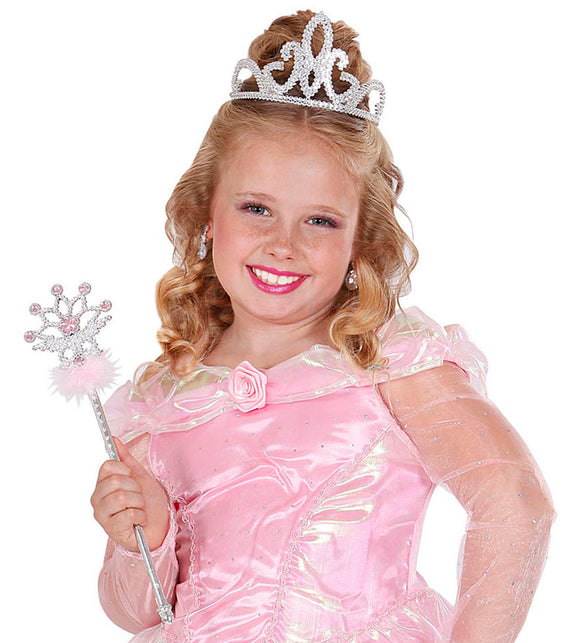 Widmann SRL Zilveren kroontje met glitters Tiara