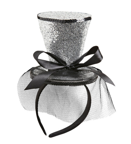 Widmann SRL Zilveren Mini Hoge Hoed Met Sluier