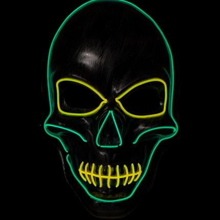 Widmann SRL Zilveren schedel masker met gekleurd ledlicht