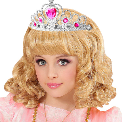 Widmann SRL Zilveren tiara met roze steentjes