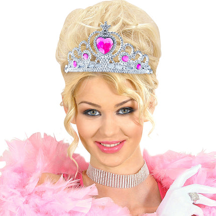 Widmann SRL Zilveren tiara met roze steentjes