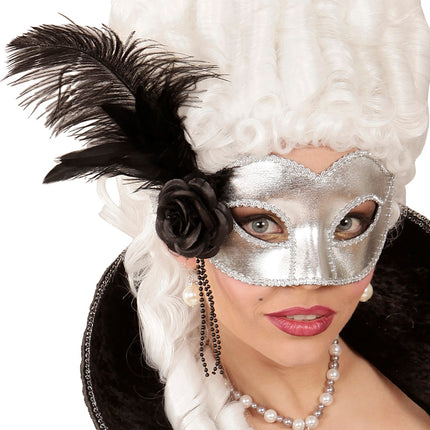 Widmann SRL Zilveren Venetiaans oogmasker voor carnaval en party