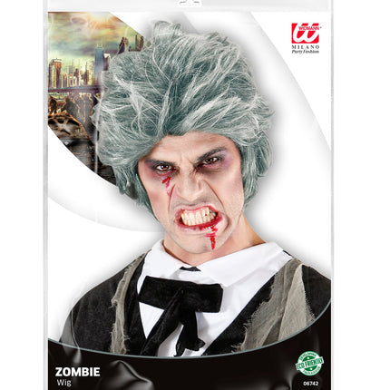 Widmann SRL Zombie Dracula pruik grijze haren