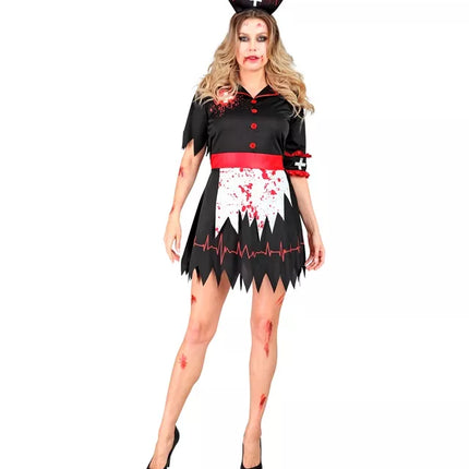 Widmann SRL Zombie verpleegster zwart kostuum Evi dames