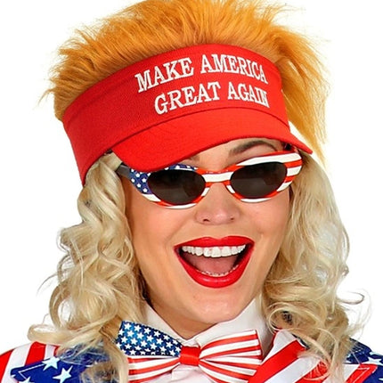 Widmann SRL Zonneklep met pluche haar "make america great again" Teun