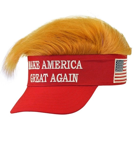Widmann SRL Zonneklep met pluche haar "make america great again" Teun