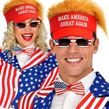 Widmann SRL Zonneklep met pluche haar "make america great again" Teun