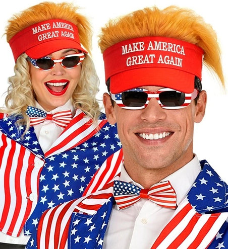 Widmann SRL Zonneklep met pluche haar "make america great again" Teun
