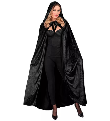 Widmann SRL Zwart fluwelen cape met kap 140cm Olivia