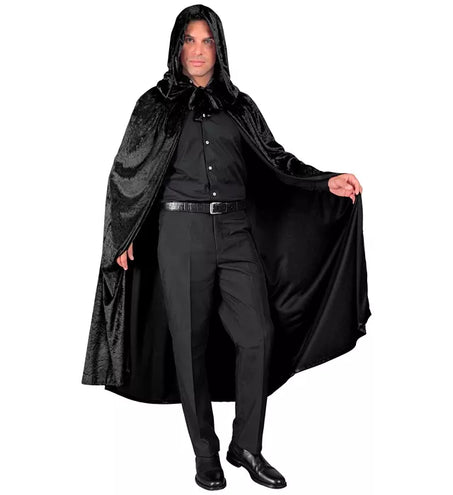 Widmann SRL Zwart fluwelen cape met kap 140cm Olivia