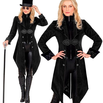 Widmann SRL Zwart fluwelen gothic jas dame Vera