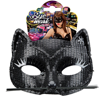 Widmann SRL Zwart katten oogmasker