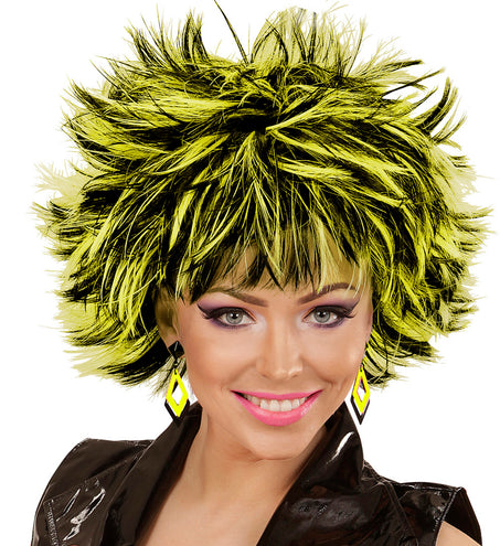 Widmann SRL Zwart met neon gele hippie oorbellen