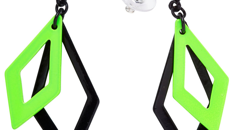 Widmann SRL Zwart met neon groene hippie oorbellen