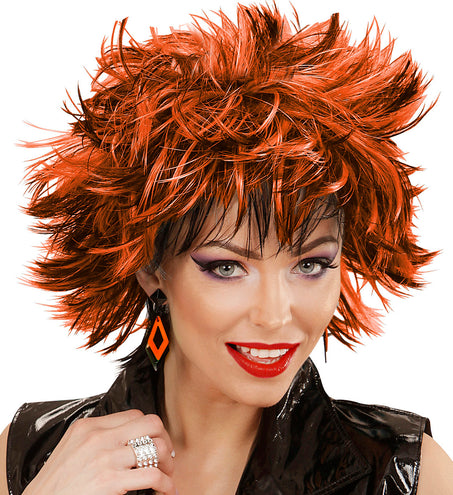 Widmann SRL Zwart met neon oranje hippie oorbellen