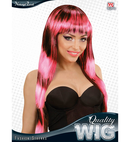 Widmann SRL Zwart met roze gestreepte pruiken