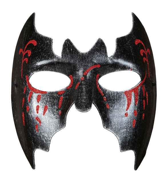 Widmann SRL Zwart metallic vleermuis masker voor vampierpakken