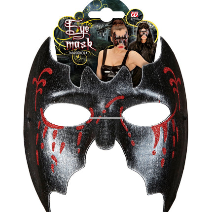 Widmann SRL Zwart metallic vleermuis masker voor vampierpakken