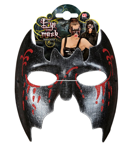 Widmann SRL Zwart metallic vleermuis masker voor vampierpakken
