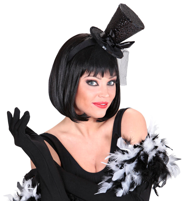 Widmann SRL Zwart mini hoge hoed op haarband