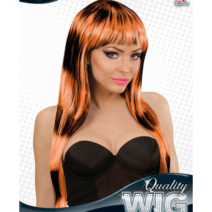 Widmann SRL Zwart oranje gestreepte pruik