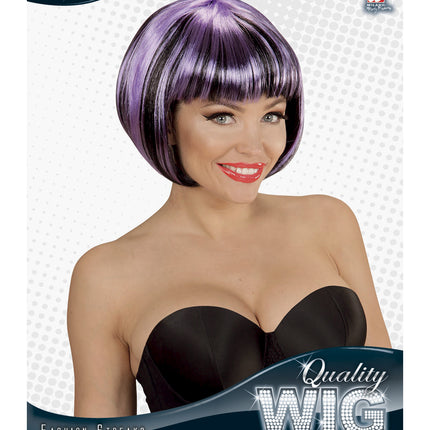 Widmann SRL Zwart paarse boblijn pruiken