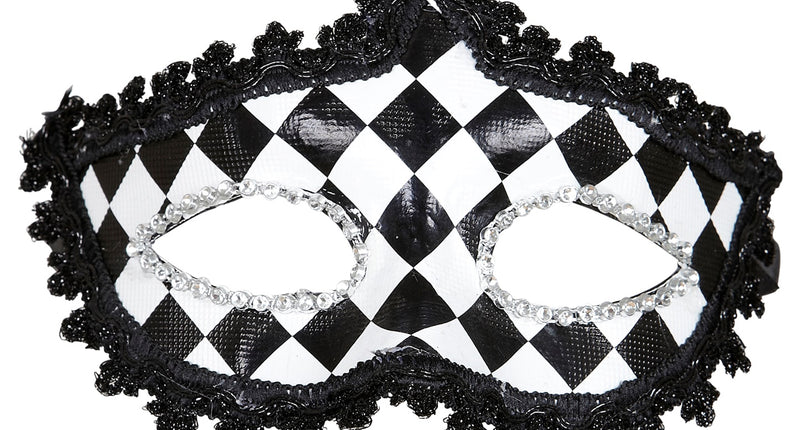 Widmann SRL Zwart wit geblokt oogmasker