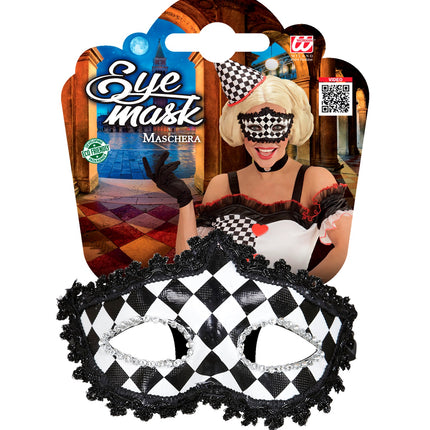 Widmann SRL Zwart wit geblokt oogmasker