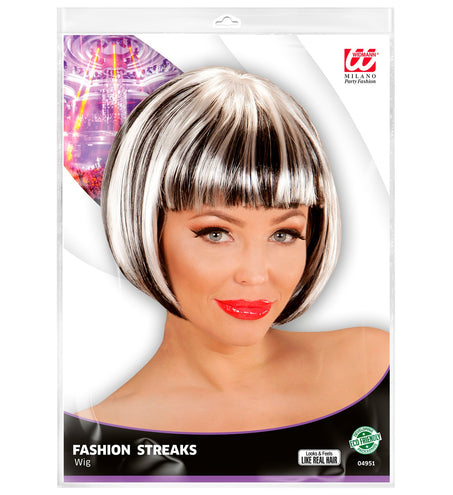 Widmann SRL Zwart witte boblijn pruiken