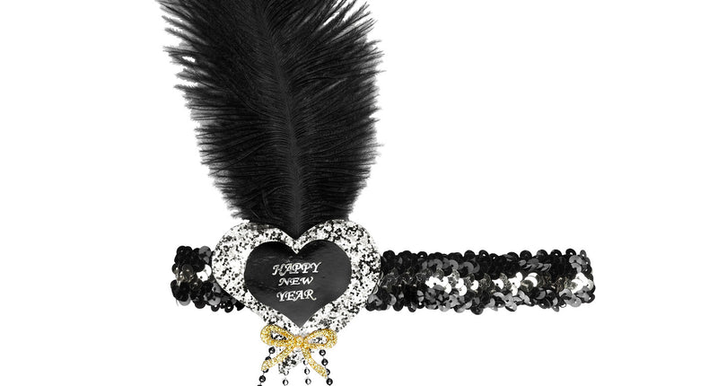 Widmann SRL Zwart zilveren nieuwjaars haarbandjes