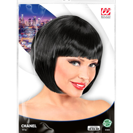 Widmann SRL Zwarte boblijn pruik dame