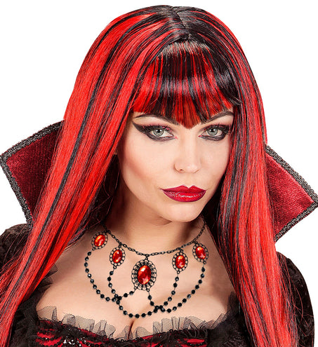 Widmann SRL zwarte choker met 5 rode stenen