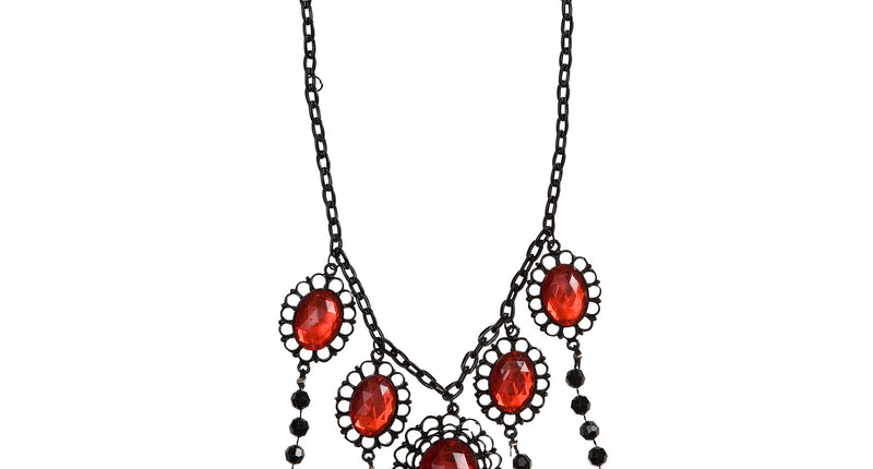 Widmann SRL zwarte choker met 5 rode stenen