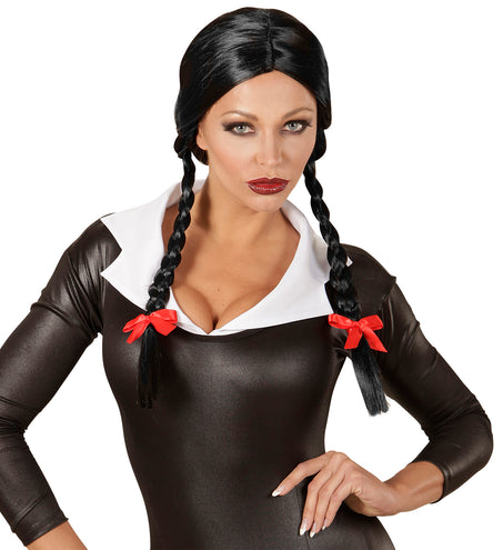 Widmann SRL Zwarte Diva pruik met vlechten voor dames