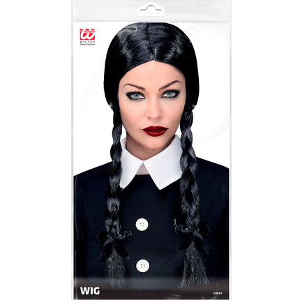 Widmann SRL Zwarte Diva pruik met vlechten voor dames