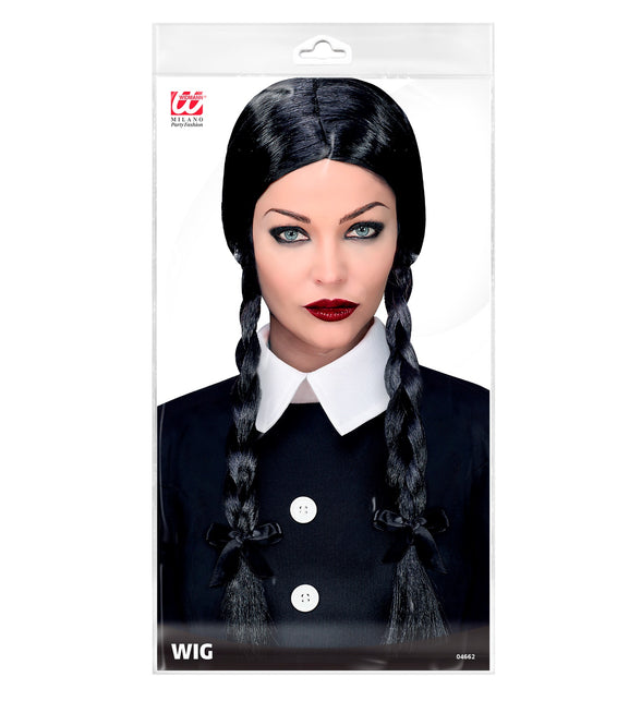 Widmann SRL Zwarte Diva pruik met vlechten voor dames