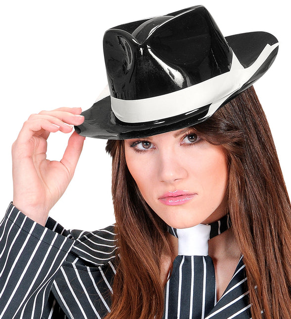 Widmann SRL Zwarte gangster hoed Al Capone plastic