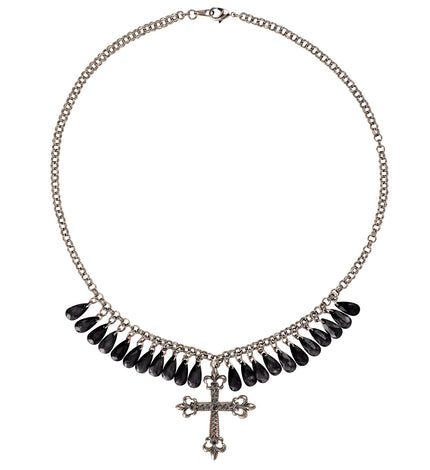 Widmann SRL Zwarte gothic ketting met kruis