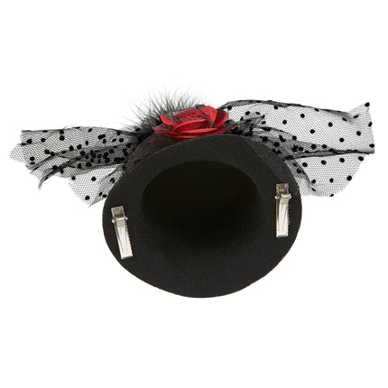 Widmann SRL Zwarte hoed met roos en voille