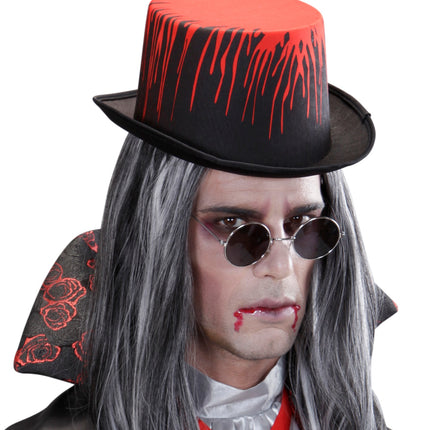 Widmann SRL Zwarte hoge hoed met bloeddruppels